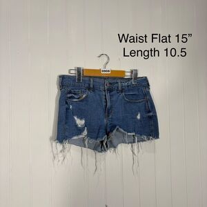 Distressed Denim Cutoff Shorts Mid Rise Festival Grunge Casual 30”